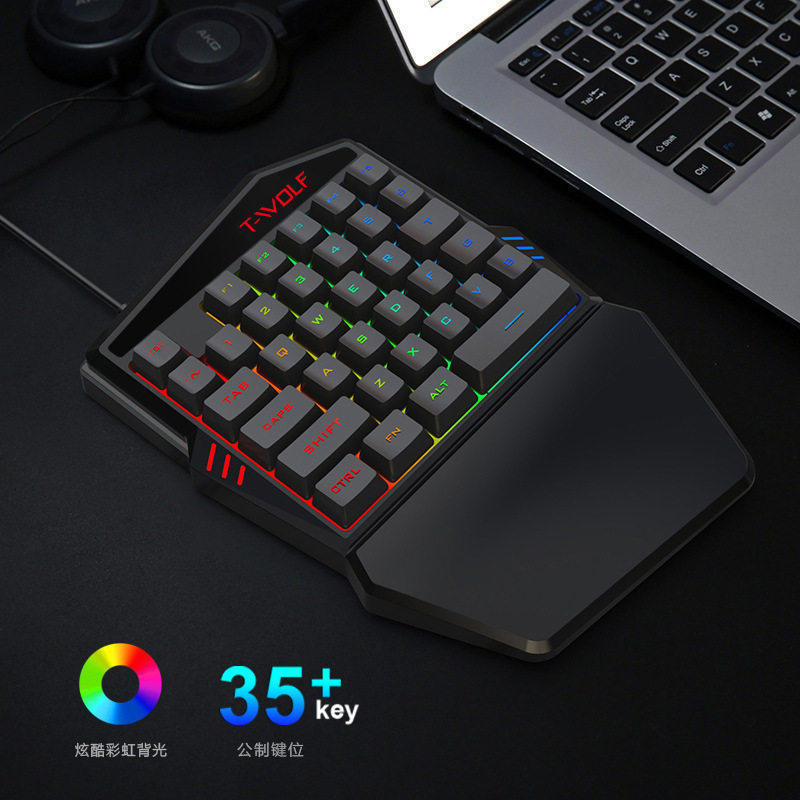 Thunder Wolf T19 One-Handed Gaming Keyboard, One-Handed Key Mouse for Shooting Games, Gaming Keyboard and Mouse Wholesale