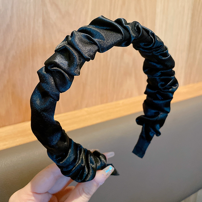 Banda para el cabello con pliegues en la parte superior del cráneo alto, horquilla de lavado de cara negra 2025 nuevo paquete de cabello a presión rojo neto, diadema de todo fósforo para mujeres