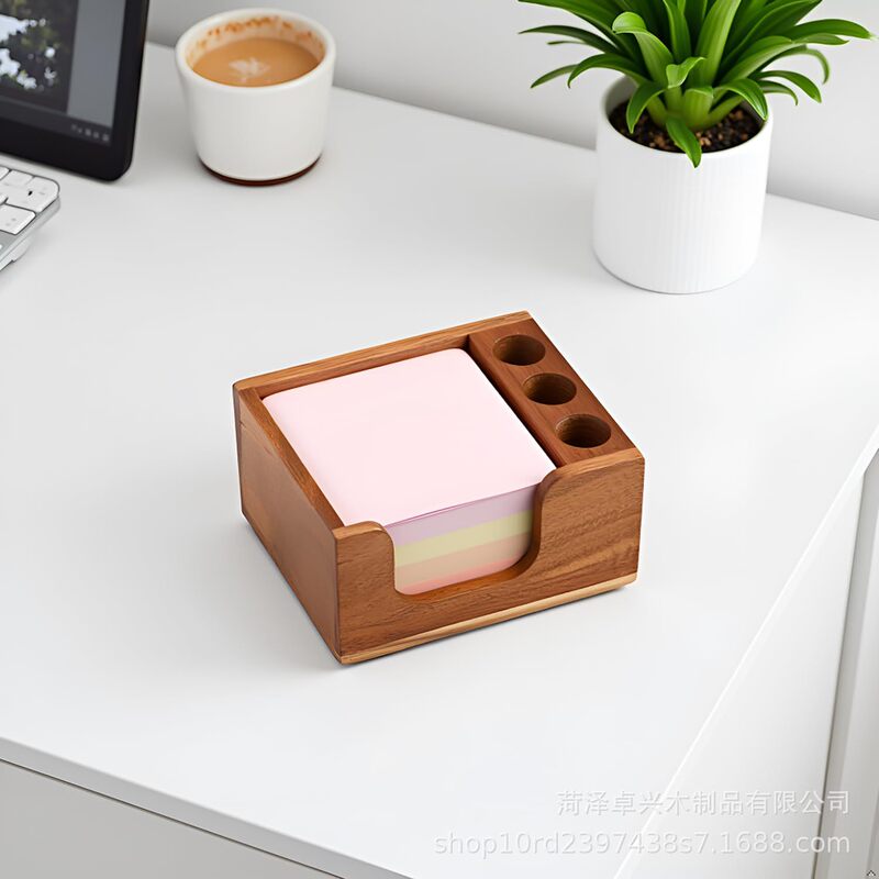 Acacia Wood Note Holder with 3 Pen Holders and Sticky Note Dispenser for Office, Home, School Desktop Organization Acacia Wood Note Holder with 3 Pen Holders and Sticky Note Dispenser for Office, Home, School Desktop Organization