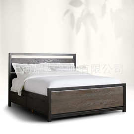 美式复古轻奢实木床北欧卧室双人床1.8米主卧大床婚床现代简约