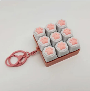 Cross-Border Decompression 9-Key Cat Button Cat Paw Decompression Pinch Keychain Mechanical Keyboard Key Decompression Toy