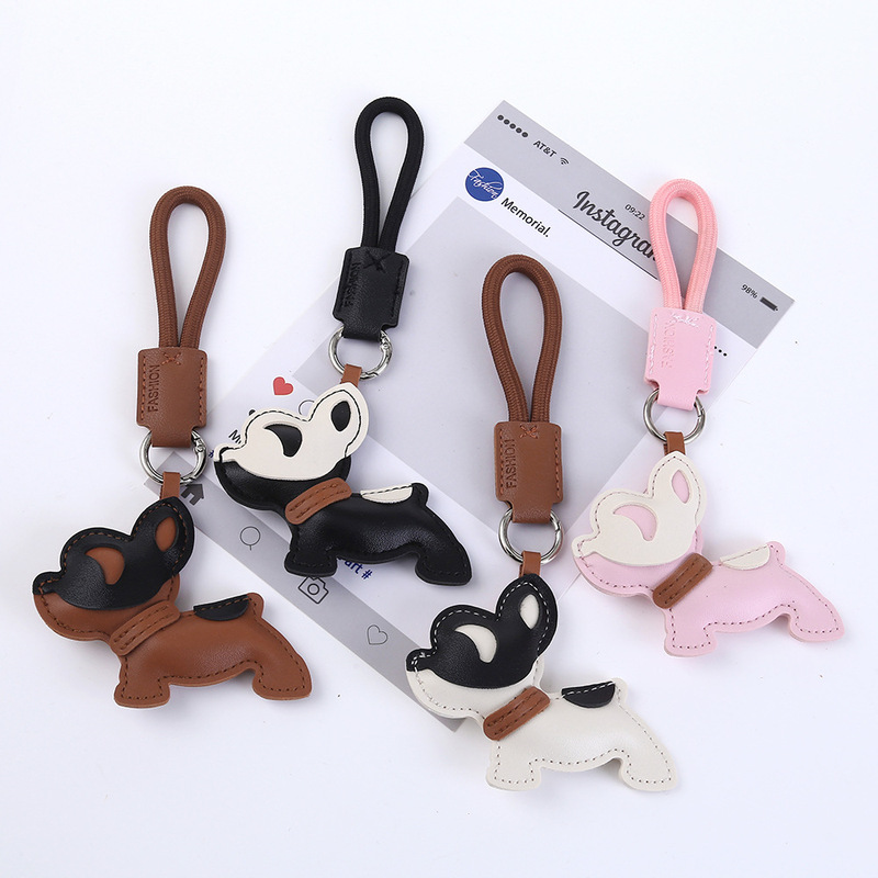 French Bulldog Puppy Leather Multi-Layer Handmade Leather Car Keychain Bag Strap Clothing Bag Pendant Charm French Bulldog Puppy Leather Multi-Layer Handmade Leather Car Keychain Bag Strap Clothing Bag Pendant Charm