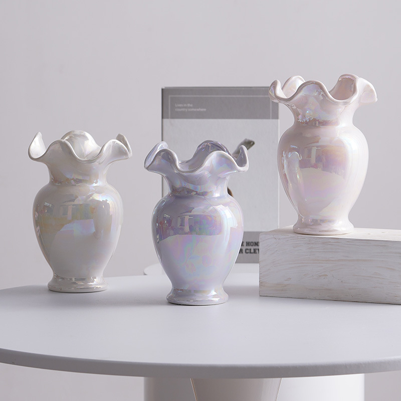 蜀門ins北歐輕奢夢幻陶瓷裝飾乾花鮮花客廳臥室桌面插花擺件花器