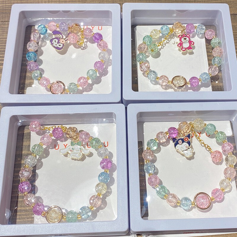New Sanrio Boxed Children's Bracelet Student Beaded Bracelet Yugui Dog Glass Beaded Girls Jewelry Wholesale New Sanrio Boxed Children's Bracelet Student Beaded Bracelet Yugui Dog Glass Beaded Girls Jewelry Wholesale