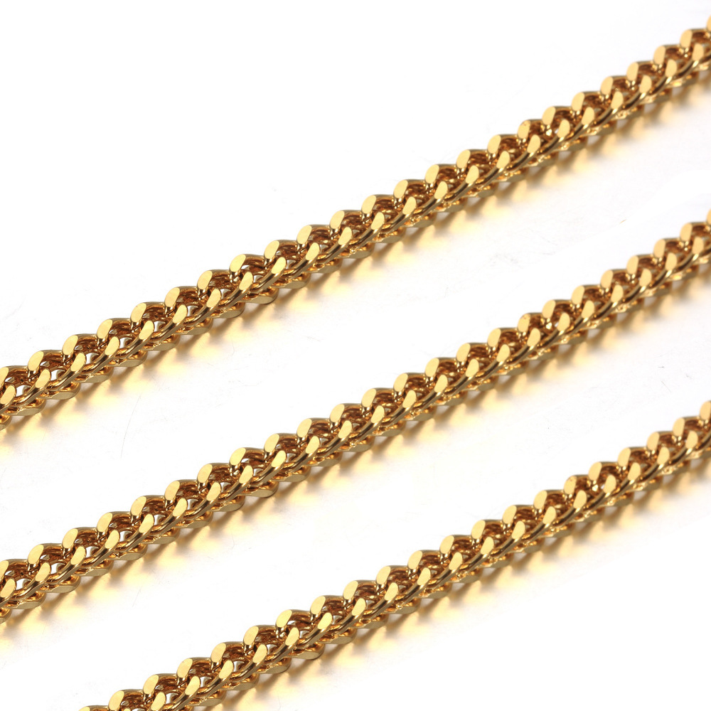 Hip Hop Four-Sided Grinding Square Keel Chain Stainless Steel Titanium Steel Cuban Link Chain_colorza_7