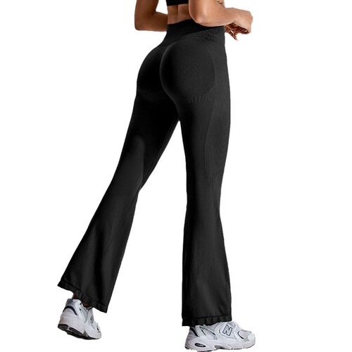 Women's Wide-Leg Yoga Pants with Seamless Design, Lifted Waist, Relaxed Bell Bottoms, Cross-Border New Arrival, Outdoor Sports and Fitness Bottoms
