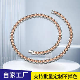 乐而美批发时尚日韩流行劳三珠项链黑胆石磁石磁性项链钛钢