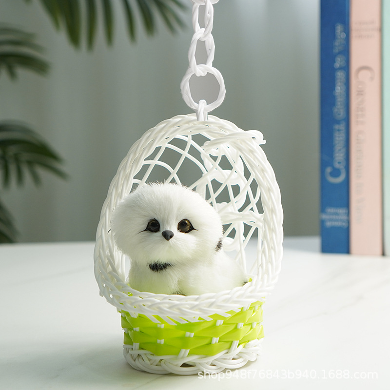 녹색 교수형 바구니 + 발견 된 개가 짖습니다