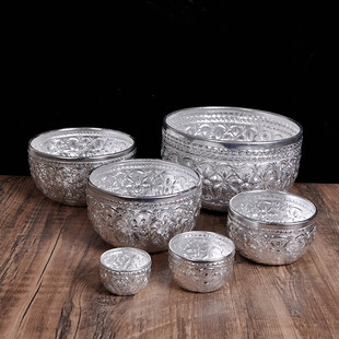 ✅ Thai Tin Bowl for Bubble Tea Cold Drink Utensils Thai Hotel Dai Flavor Seasoning Silver Bowl for Spa Beauty Use