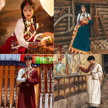 藏族服装女藏袍情侣款藏服男款民族风西藏旅拍写真舞蹈演出服装
