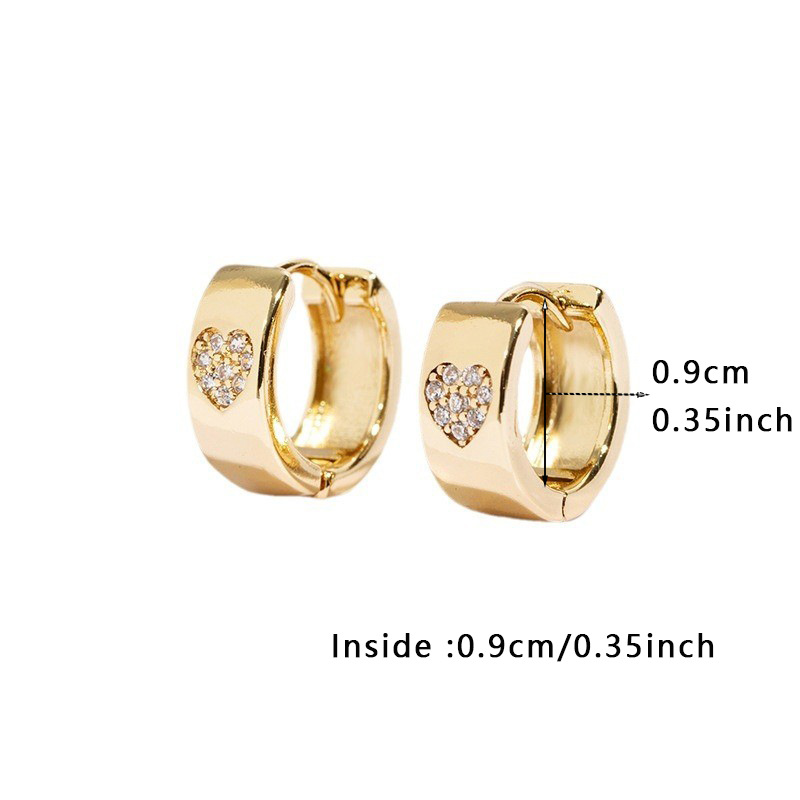 13g Weight Copper Ear Needle Material Zircon Inlay Material Earrings Classification 1 Pair Quantity Daily Occasion Copper Material Heart Shape Pattern Women's Gender Polished Finish Plating Design Lady Style 1 Pair Lady Heart Shape Plating Copper Zircon Earrings 1