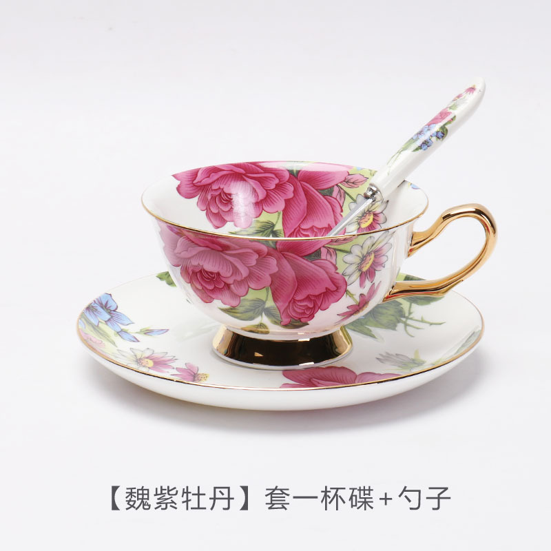 Taza de café china de hueso europeo y platillo traje de gama alta caja de regalo exquisito juego de té de la tarde regalo de novias