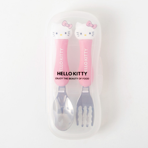 Stainless steel fork with modern minimalist child-friendly packaging, high-quality stainless steel knife and spoon set with cartoon design, two-piece household set