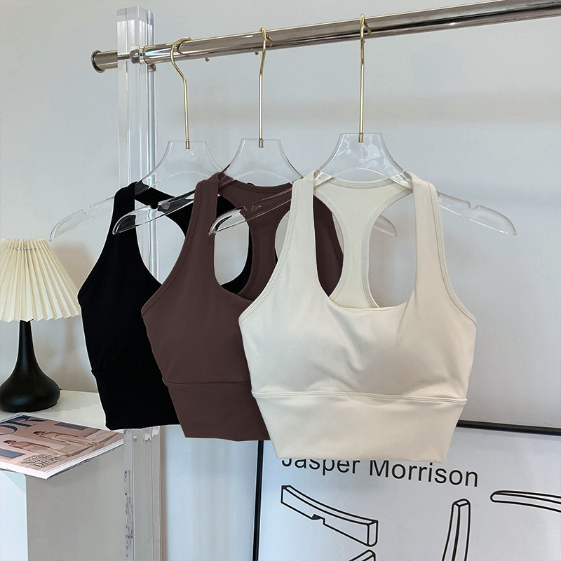 Wide Shoulder Straps, High-Strength Shock-Proof Sports Bra for Women, One-Piece Chest Pad for Fitness, I-Shaped Beautiful Back Yoga Vest