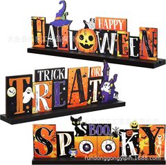 ハロウィーン木製装飾品木製工芸品台座付きアルファベットカボチャハロウィーンデスクトップ装飾品