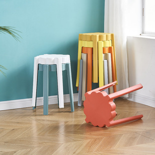 Styling Plastic Stool Thickened Creative Stacking Round Stool Household Dining Table Stool Cyber Celebric Biscuit Cloud Bench High Stool