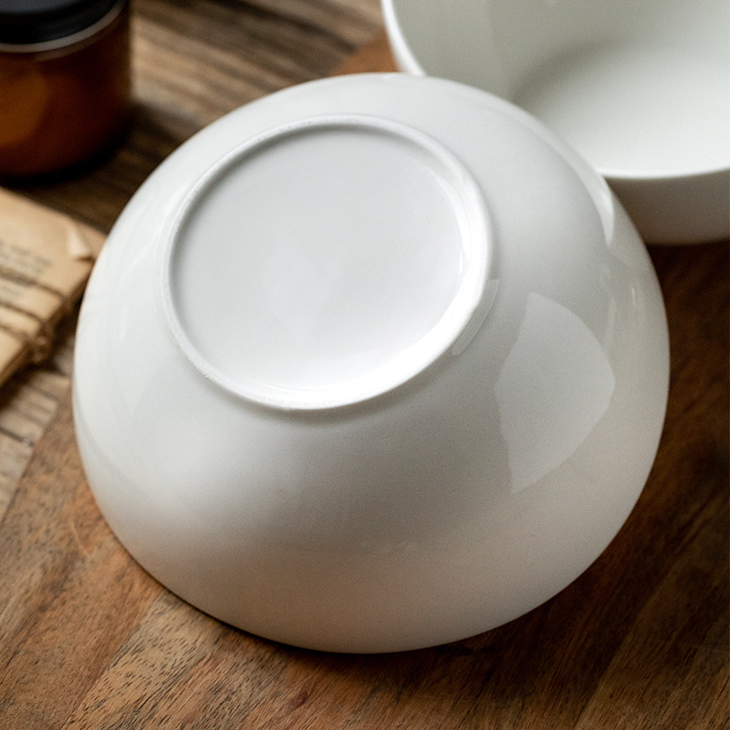 Alto color blanco de 7 pulgadas de forma especial tazón de cerámica de frutas ensalada tazón de restaurante en simple postre tazón exportación transfronteriza