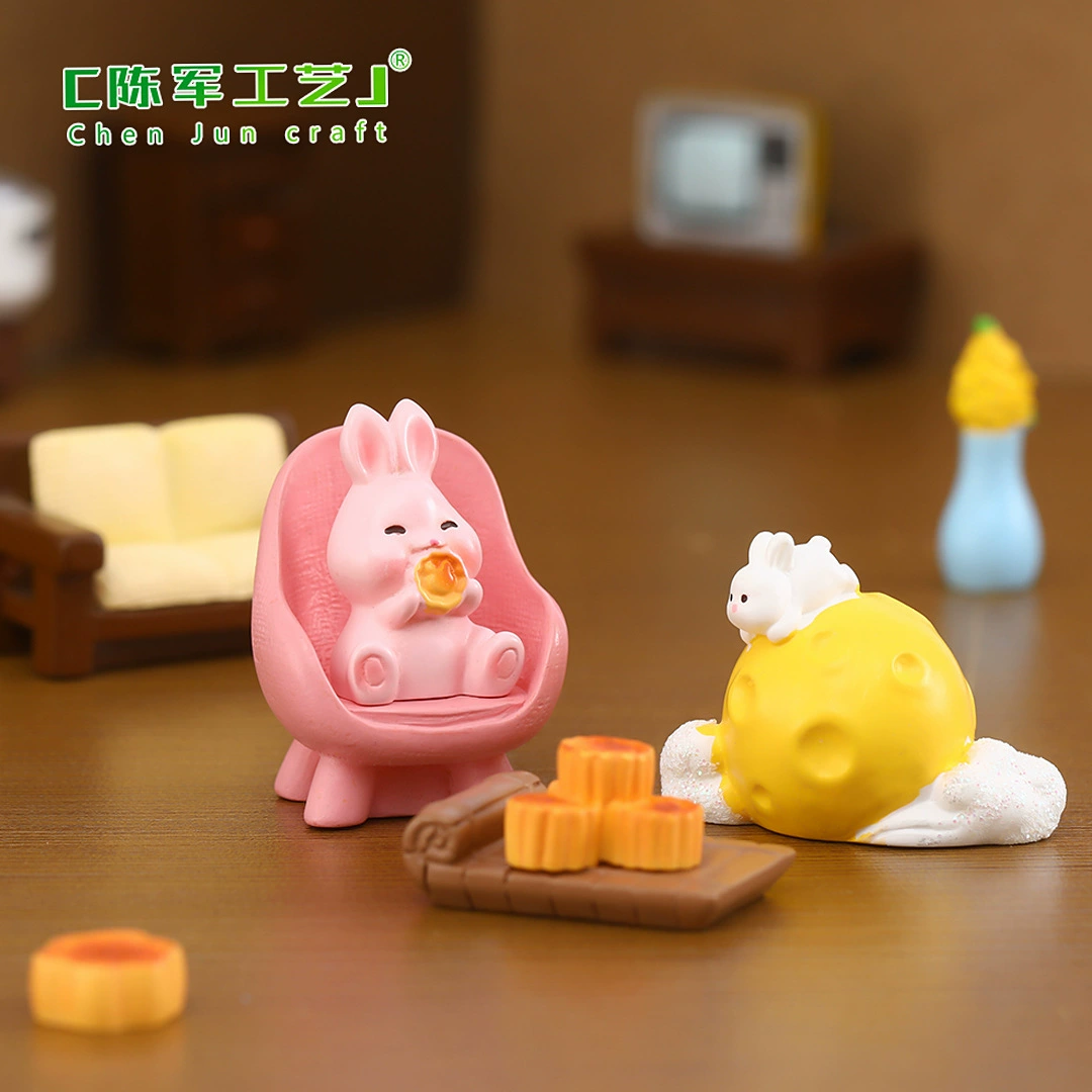 Cute cartoon small rabbit, cute animals, micro landscape