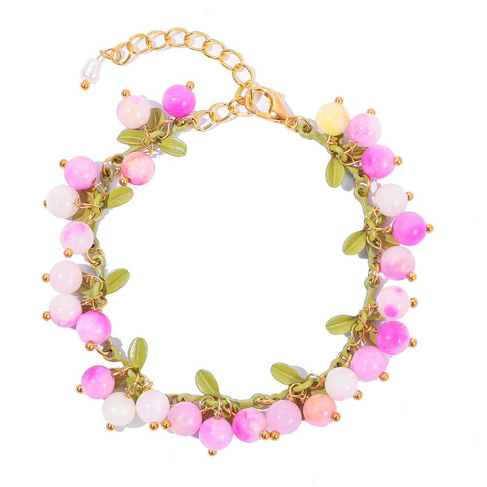 American Selenichast Good Luck Berry Bracelet Women's Gift Enamel Color Cherry Pendant Bracelet Jewelry