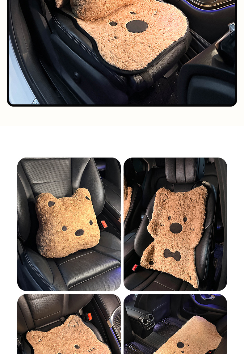 Car Seat Cushion Winter Thick Plush Cute West Highland Puppy Seat Cushion In-Car Autumn and Winter Warm Car Seat Cover for Women