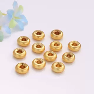 古法金保色沙金串珠磨砂面饰品喷砂车轮隔珠diy编绳手链批发