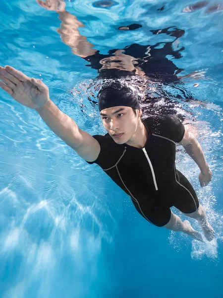 Men's Short-Sleeved One-Piece Swimsuit, Tight-Fitting, Streamlined, Low-Resistance, Quick-Drying, Professional Racing Pool Training Sports Swimwear
