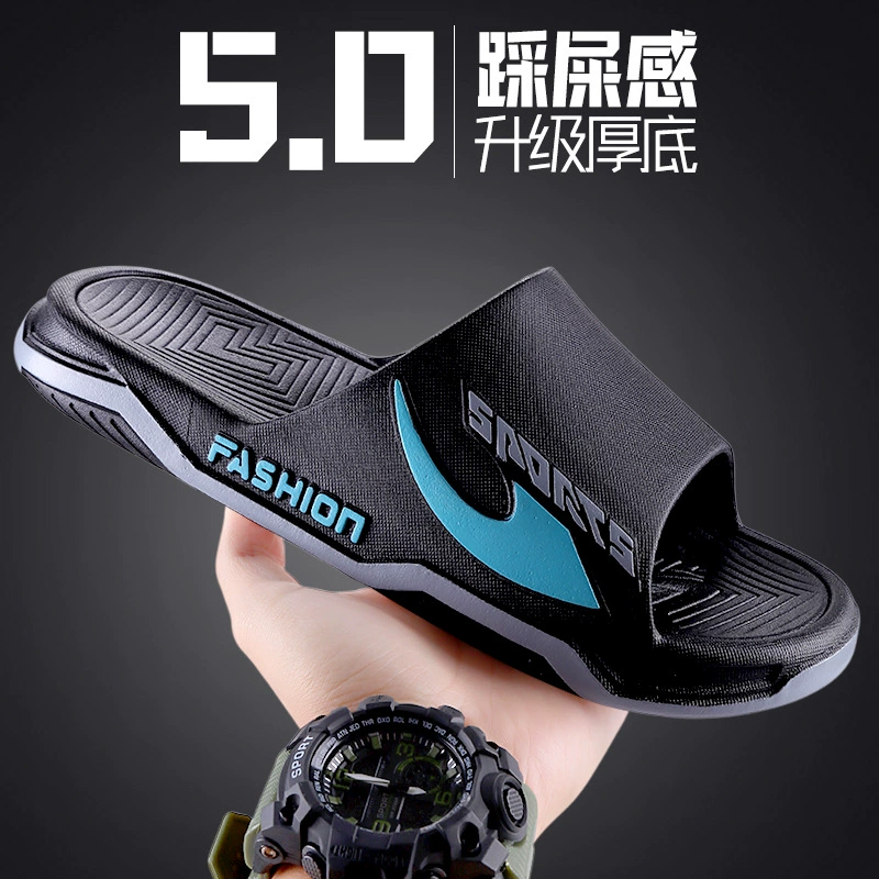 Модные мужские тапочки лето 2025, новая верхняя одежда, толстоподошвенные домашние тапочки для ванной, нескользящие мягкие сандалии и тапочки