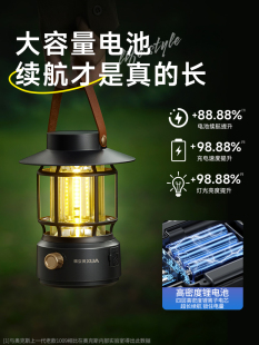 ♔ Camping Lamp, Outdoor Lighting, Ultra-Long Battery Life, Ambient Lamp, Camping Lamp, Horse Lantern, Solar Charging Tent