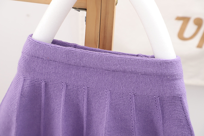 New Autumn Knitted Set Girl's Cute Hooked Flower Woolen Dress Warm cardigan pleated skirt_voghion.com