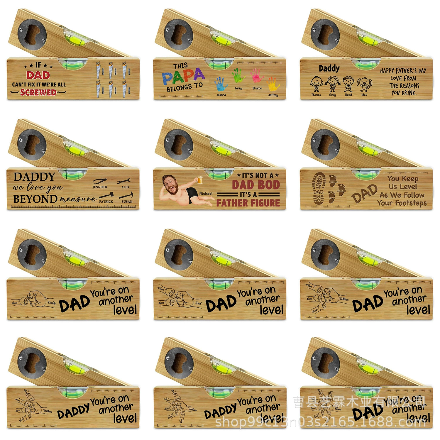 Бамбуковый открыватель для бутылок с горизонтальным рисунком гравировки папа муж дедушка пиво подарок открывалка для бутылок пива