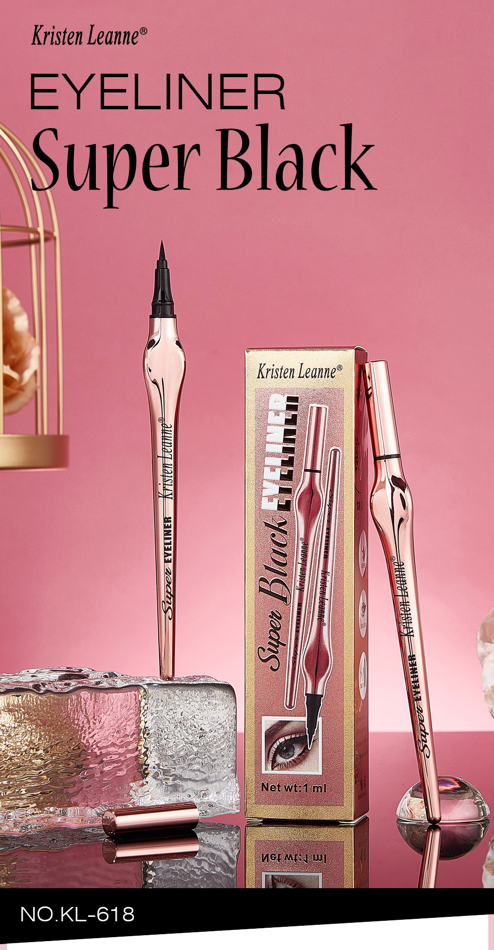 KRISTEN LEANNE Black Technology ist leicht zu greifen und liegt gut in der Hand Matt verwischt nicht so leicht Extrem dünner Eyeliner-Stift_voghion.com