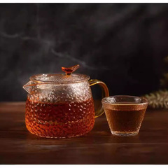 復古錘紋玻璃茶壺套裝高鵬硅家用過濾泡茶器帶把玻璃泡茶壺