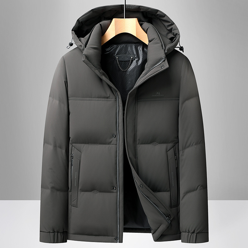 Solid color demi-season long removable down jacket for leisure