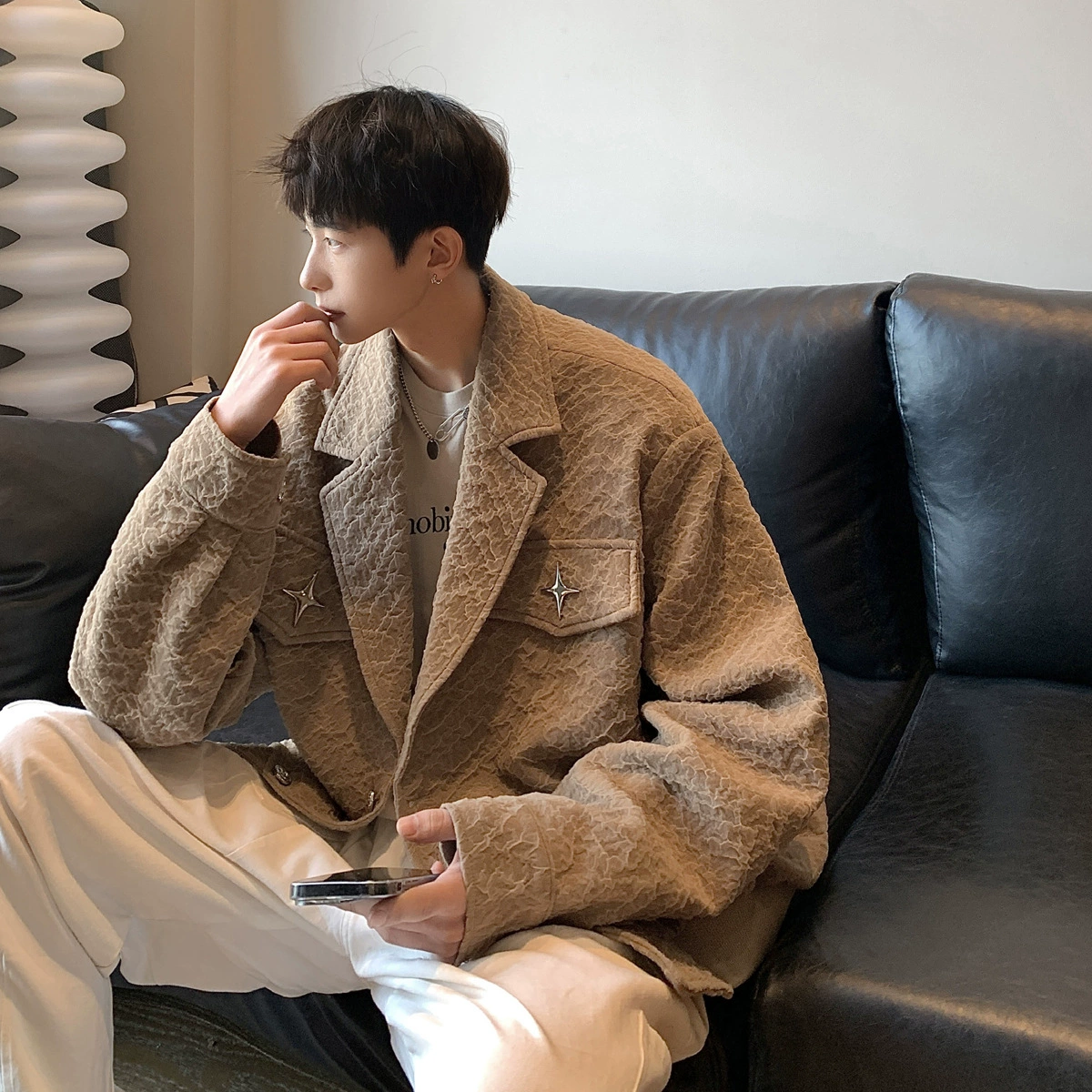 Американская куртка с воротником в стиле ретро, Мужская весенне-осенняя куртка-пилот с нишевым дизайном, жареный уличный короткий енот Ruan Shuai