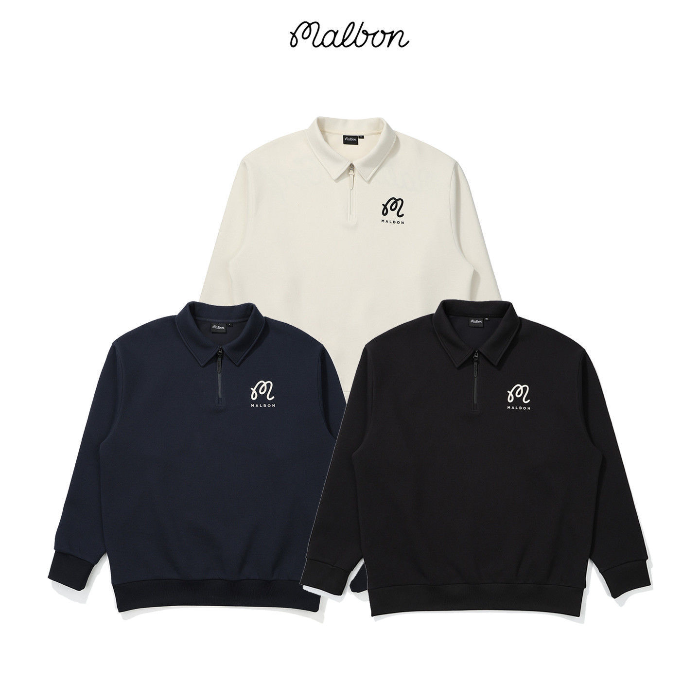 2025 New Autumn and Winter Korean Malbon Golf Clothing Men's Sports and Leisure Lapel Lightweight Long-Sleeved Sweatshirt