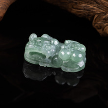 玉吉阁珠宝首饰天然缅甸翡翠 A 货糯冰种霸王貔貅吊坠挂件男女款