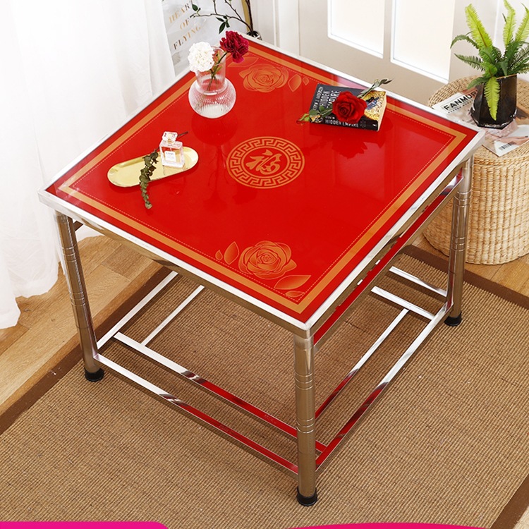 SUS304家用不锈钢烤火桌折叠组装桌冬季新款加厚正方形取暖小架子