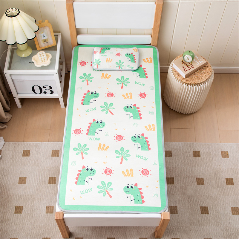 Factory direct cartoon baby children's mat can be customized size kindergarten special ice silk mat three-piece set