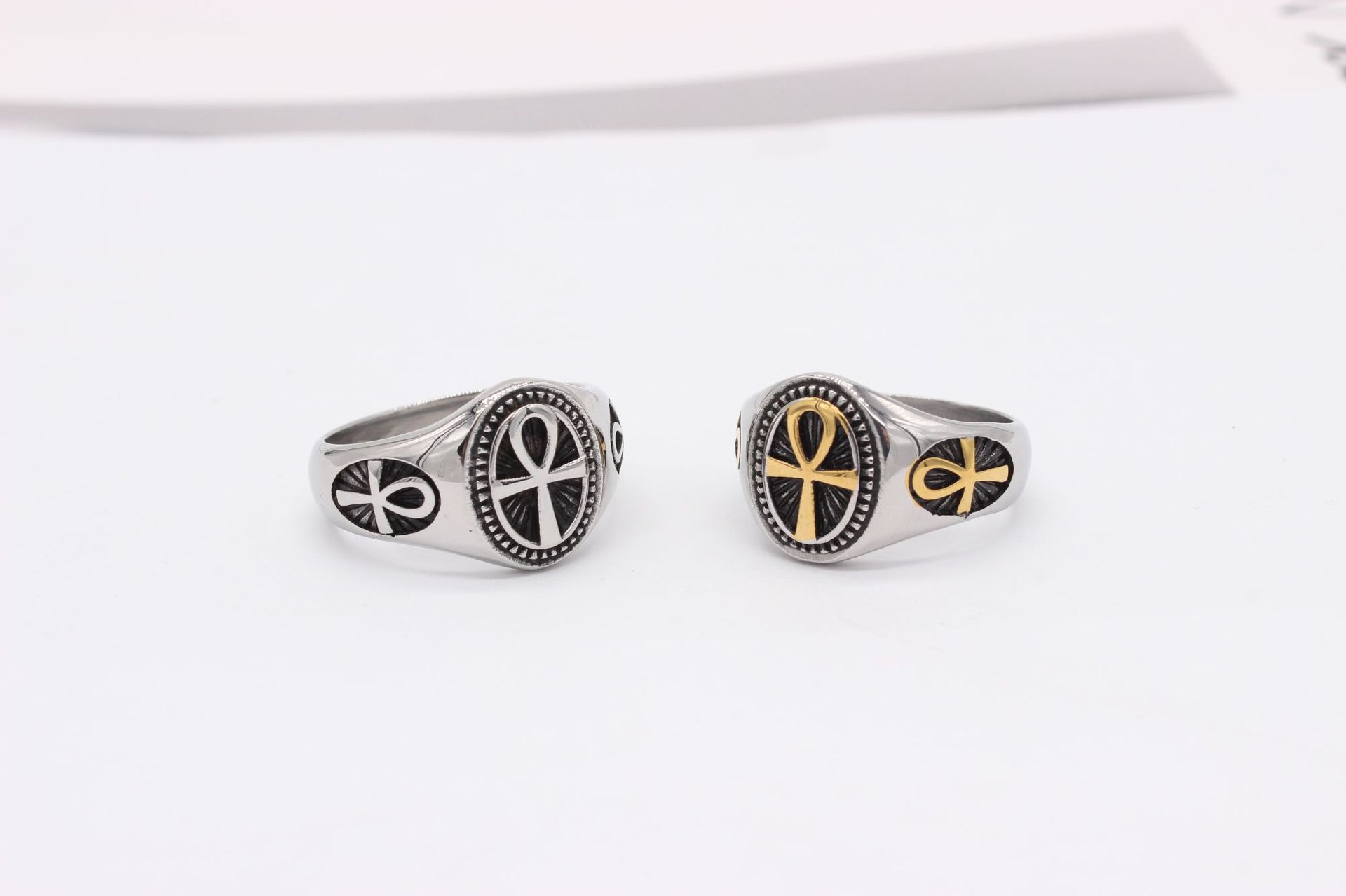 Rings Classification Retro Cross 304 Stainless Steel 18K Gold Plated Men's Rings