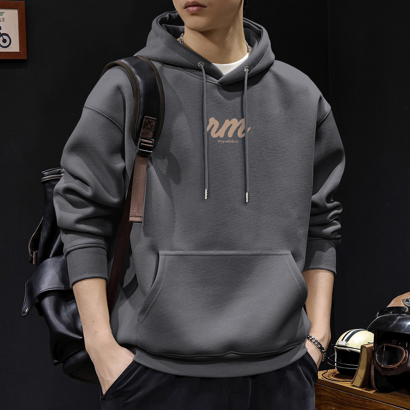 Suéter hombre encapuchado primavera y otoño estilo americano pesado pesado invierno más chaqueta de terciopelo nuevo abrigo de hombre de otoño