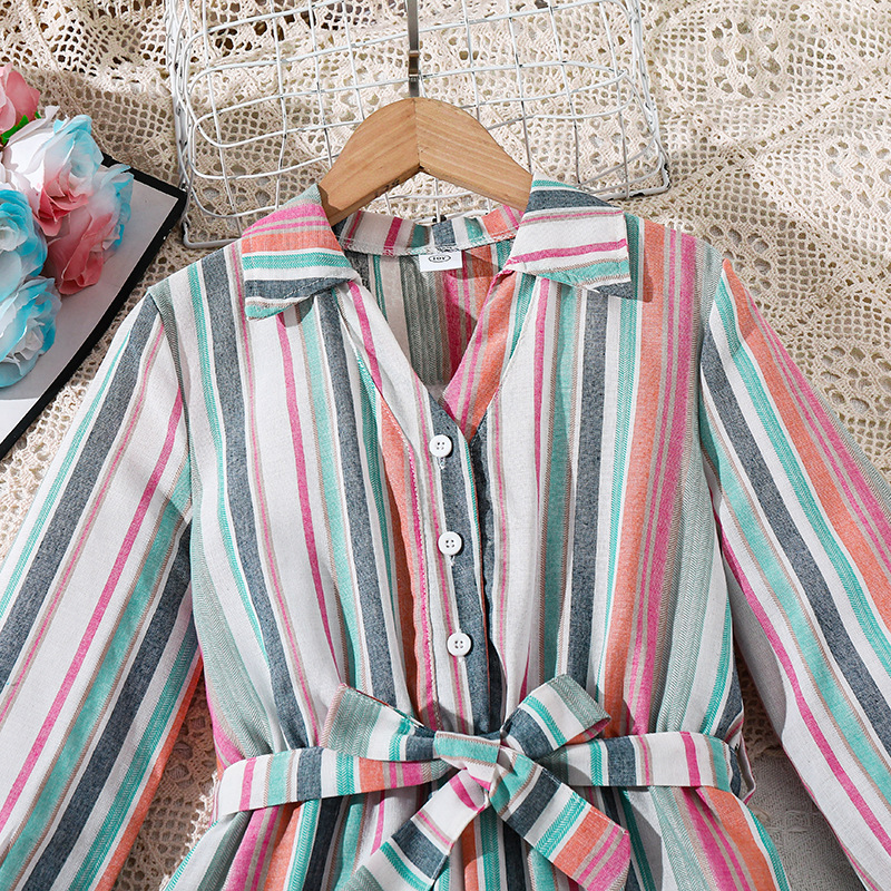 2026 comercio exterior ropa de niñas a rayas de color casuales jatuones sueltos ropa de niños retro transfronteriza image 3