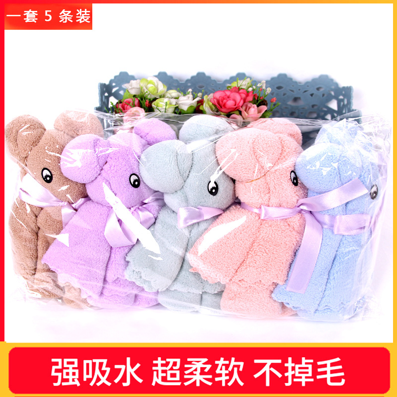 Manufacturer wholesale bear towel companion gift wedding shop cute shape return gift creative coral velvet towel