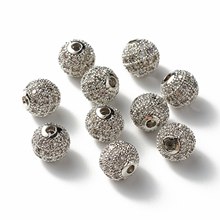 8mm铜微镶锆石纯手工密钻香巴拉钻球满钻半孔密钻水晶球保色圆珠