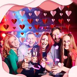 创意款挂饰婚庆生日派对装饰3D立体爱心拉花节日气氛布置用品