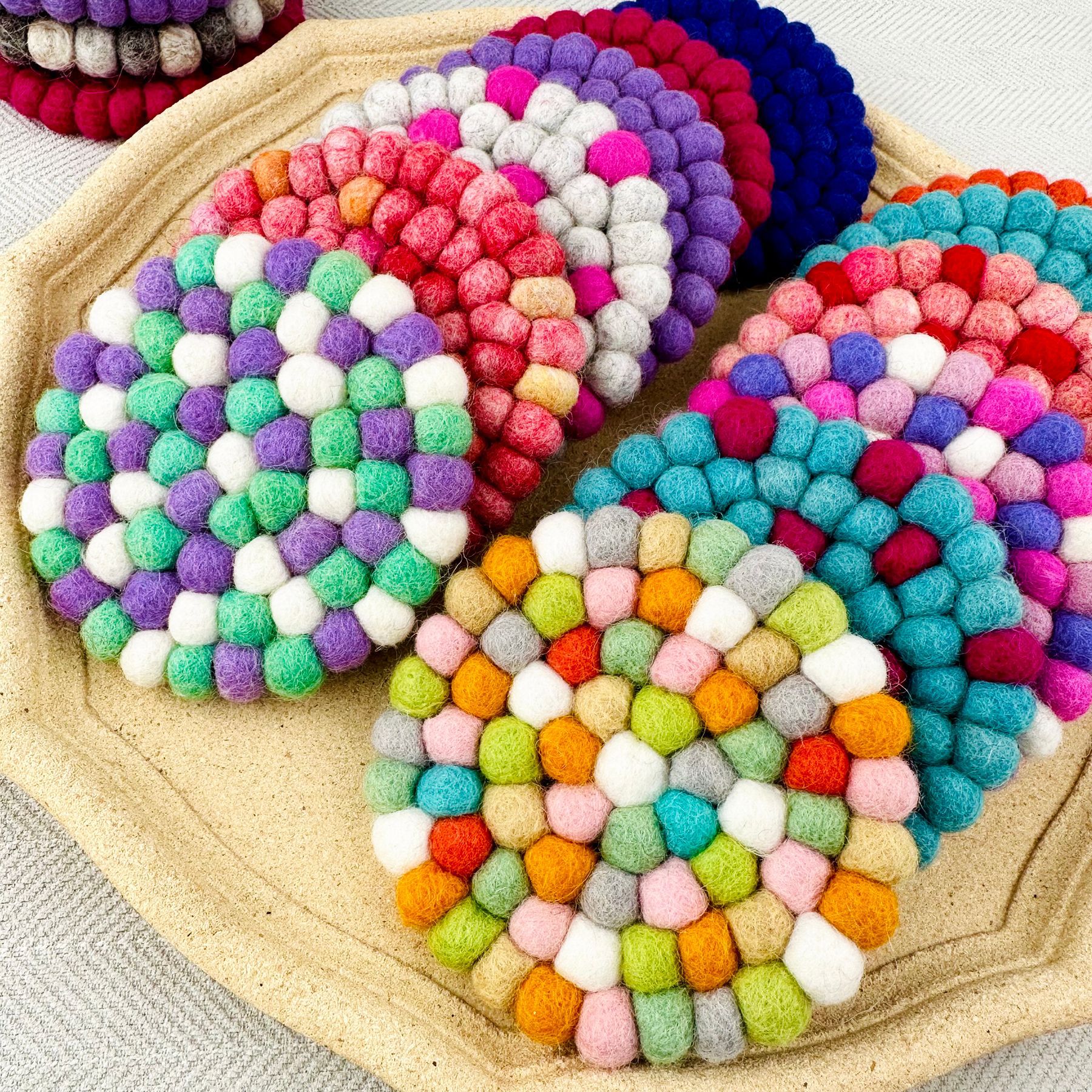 Colorful round wool felt