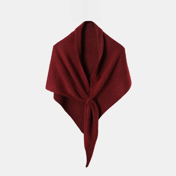 Simple Solid Color Knitted Triangle Shawl, Stylish and Trendy Outerwear Shawl, Autumn and Winter Warm Blend Wool Scarf