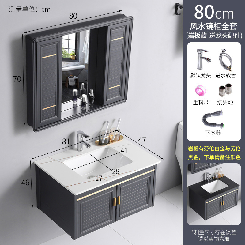 Espacio de baño de aluminio deslizante feng shui espejo gabinete baño montado en la pared inteligente espejo oculto lavabo simple lavabo