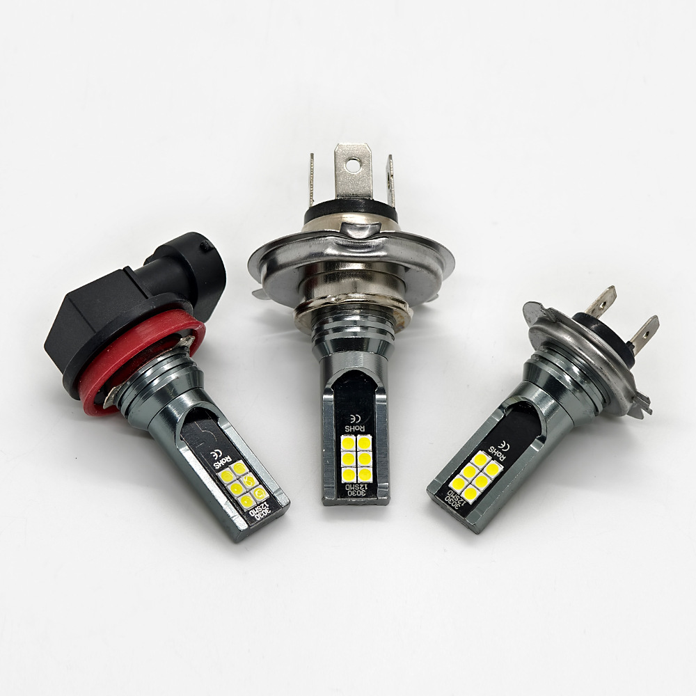 Car LED Headlight H7 H4 3030 12SMD Fog Light 9005 H11 Bulb