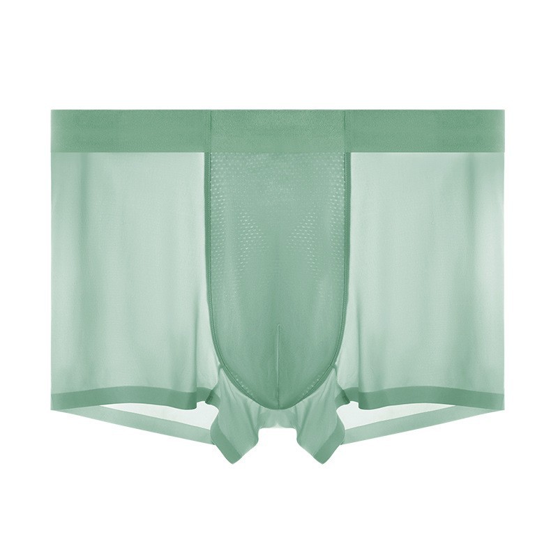 Pantalones de desnudez de seda de hielo para hombres, pantalones de verano delgados 7A, entrepierna antibacteriana ligera y transpirable, secado rápido, quad sin marcas.