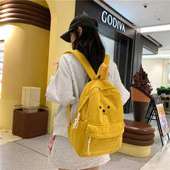 可爱卡通小熊双肩包灯芯绒材质多色可选学生书包日常通勤背包